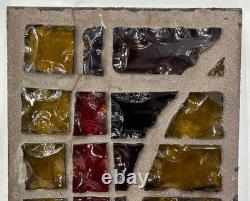 Vintage Brutalist Stained Chunk Glass & Concrete Panel Window Architectural #B