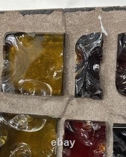 Vintage Brutalist Stained Chunk Glass & Concrete Panel Window Architectural #B