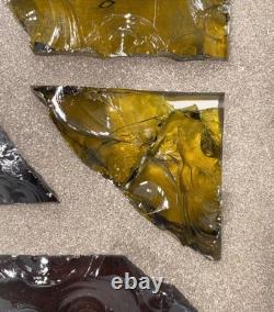 Vintage Brutalist Stained Chunk Glass & Concrete Panel Window Architectural #B