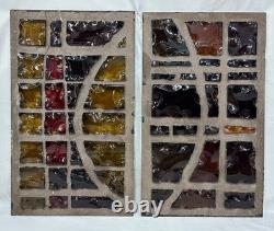 Vintage Brutalist Stained Chunk Glass & Concrete Panel Window Architectural #B