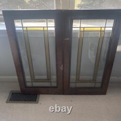 Vintage Chicago Stained Glass Window Panel 31x29x1 Together