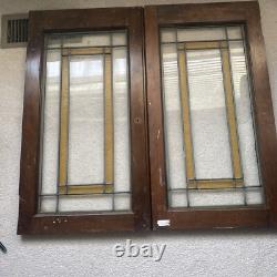 Vintage Chicago Stained Glass Window Panel 31x29x1 Together