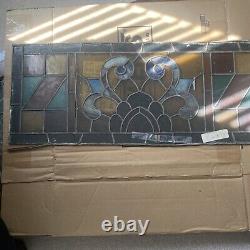 Vintage Chicago stained glass window 30.5x 12.25