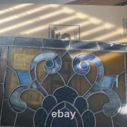 Vintage Chicago stained glass window 30.5x 12.25