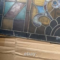 Vintage Chicago stained glass window 30.5x 12.25