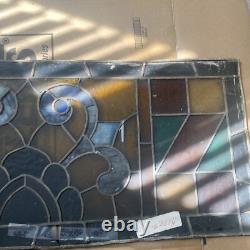 Vintage Chicago stained glass window 30.5x 12.25