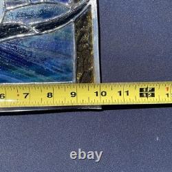 Vintage Eagle Stained Glass Panel Sun Catcher With Dual Chain 15x10