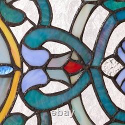 Vintage Flourishes&Flowers Horizontal Pub Stained Glass Window Panel