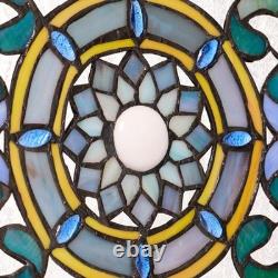 Vintage Flourishes&Flowers Horizontal Pub Stained Glass Window Panel