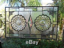 Vintage Fostoria American Stained Glass Panel, Depression Glass Plate Window Art