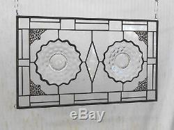 Vintage Fostoria American Stained Glass Panel, Depression Glass Plate Window Art