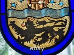 Vintage German Mönchengladbach St Vitus Stained Glass Coat of Arms Panel