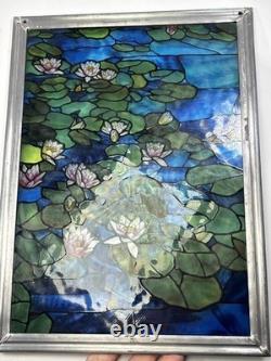 Vintage Glassmasters Stained Glass Monet Water Lilies Tiffany Suncatcher Panel