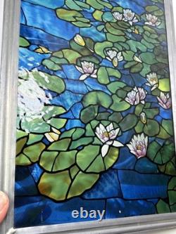 Vintage Glassmasters Stained Glass Monet Water Lilies Tiffany Suncatcher Panel