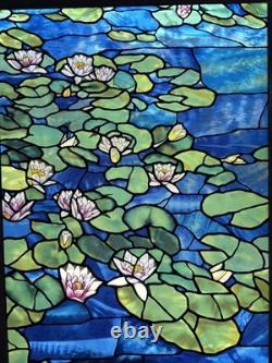 Vintage Glassmasters Stained Glass Monet Water Lilies Tiffany Suncatcher Panel