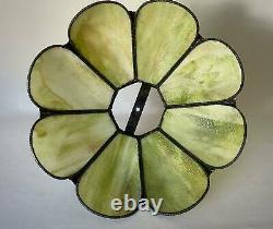 Vintage Green Slag Glass 8-Panel Large Crown Shade 19'