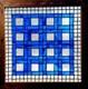 Vintage Hand Crafted Stained Glass Art Window Panel, Blue & Clear, 20 x 20