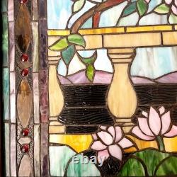 Vintage Hand Crafted TIFFANY Style LOVE BIRD Parrots Stained Glass Panel Window