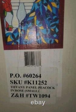 Vintage Handcrafted Stained Glass Peacock Window Panel