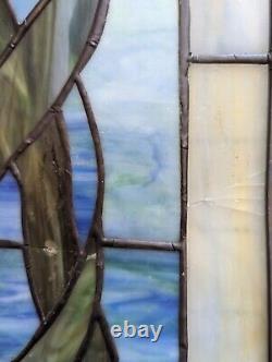 Vintage Handmade Stained Glass Dragonfly Window 27 X 21 See Pics For Condition