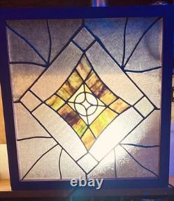 Vintage Hanging Stained Glass 26x28 Inches Window Panel Sun Catcher