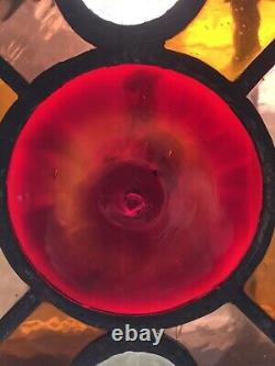 Vintage, Heavy, Thick, Stained Glass, Round, Panel, 12-in. Diameter LARGE