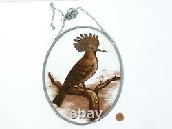 Vintage Hoopoe Bird Lead Lined Transfer Stained Glass Window Hanging Panel