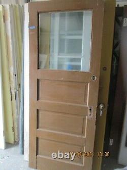 Vintage Interior Door With Glass Horizontal Panels Stained 32 X 79 Can Ship