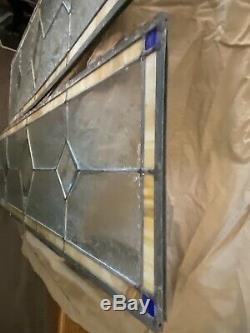 Vintage Lead Stained Glass & Slag Window Panels 43 X 12