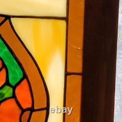 Vintage Leaded Stained Glass Macaw Window Panel