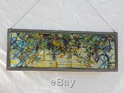 Vintage Louis Comfort Tiffany stained glass panel. Wisteria. Transom. MMA 22x8