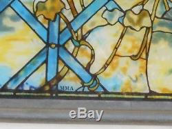 Vintage Louis Comfort Tiffany stained glass panel. Wisteria. Transom. MMA 22x8