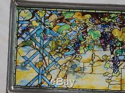 Vintage Louis Comfort Tiffany stained glass panel. Wisteria. Transom. MMA 22x8