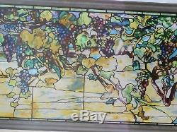 Vintage Louis Comfort Tiffany stained glass panel. Wisteria. Transom. MMA 22x8