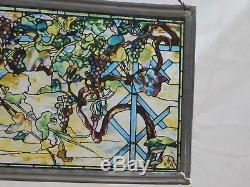 Vintage Louis Comfort Tiffany stained glass panel. Wisteria. Transom. MMA 22x8