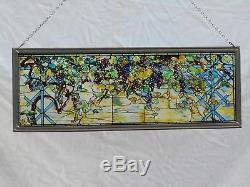 Vintage Louis Comfort Tiffany stained glass panel. Wisteria. Transom. MMA 22x8