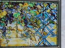 Vintage Louis Comfort Tiffany stained glass panel. Wisteria. Transom. MMA 22x8