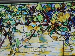 Vintage Louis Comfort Tiffany stained glass panel. Wisteria. Transom. MMA 22x8