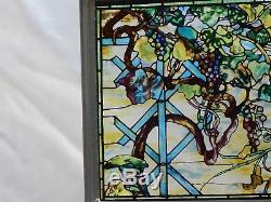 Vintage Louis Comfort Tiffany stained glass panel. Wisteria. Transom. MMA 22x8