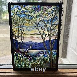 Vintage Louis Tiffany Magnolia Irises Stained Glass Panel MMA Reproduction 13x9