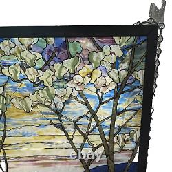 Vintage Louis Tiffany Magnolia Irises Stained Glass Panel MMA Reproduction 13x9