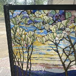 Vintage Louis Tiffany Magnolia Irises Stained Glass Panel MMA Reproduction 13x9