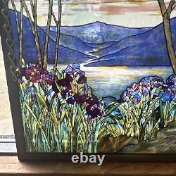 Vintage Louis Tiffany Magnolia Irises Stained Glass Panel MMA Reproduction 13x9