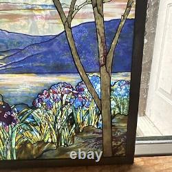 Vintage Louis Tiffany Magnolia Irises Stained Glass Panel MMA Reproduction 13x9