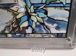 Vintage Louis Tiffany Peacock Stained Glass Glassmasters Window Hanging Panel