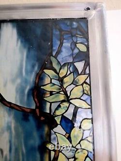 Vintage Louis Tiffany Peacock Stained Glass Glassmasters Window Hanging Panel