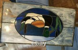 Vintage MALLARD DUCK Handcrafted Stained Glass Suncatcher Panel 19.5 x 16