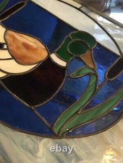 Vintage MALLARD DUCK Handcrafted Stained Glass Suncatcher Panel 19.5 x 16