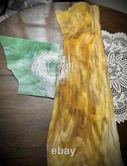 Vintage Millville NJ Area Stained Glass Sheets Antique Opalescent Slag Lot 2pc