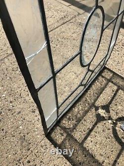 Vintage Pair Of Leaded Stained Glass Clear Floral Panels